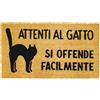 Comart - Zerbino Cute in Cocco - 40x70 cm - Tappeto con Scritte Divertenti su Cani e Gatti - per Ingresso Esterno e Interno - Simpatico Regalo per Entrata di Casa - Antiscivolo - Attenti al Gatto