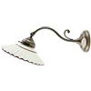 fd-bolletta arredamento e illuminazione applique parete interni,lampada ottone,applique vintage,lluminazione interni,paralume ceramica marrone am29.Misure:Ø piatto 19,5cm,sporgenza 35cm,Ø base10cm
