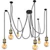 LVYY Lampada a sospensione industriale vintage Modern E27 Lampadario Portalampada con cavo intrecciato 2M,Lampadario a forma di ragno multi braccio per soggiorno Cucina Ristorante Bar-Bronzo-6 Luci