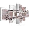 Runa Art Home Cuore Quadro Tela Non Tessuta 5 Pezzi Vintage Rosa Grigio Camera Da Letto Soggiorno 504553b