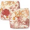 PARAMAISON Cuscini Sedia Corallo con Fascia Elastica, Set da 2 pezzi, Imbottito, Sfoderabile con Zip, Allaccio Rinforzato, Fantasia Corallo, 40x40x4,5 cm
