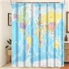 Xiaoterna Tenda da doccia con mappa del mondo Tenda da bagno con oceano blu e continenti Mappa del mondo Geografia Tenda da doccia Tessuto impermeabile lavabile in lavatrice 240x180cm