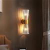 SANGPAO Lampada da parete lineare lunga di metà secolo, decorazione domestica moderna, lampada dorata su e giù con paralume in cristallo trasparente a costine, barra luminosa per bagno, corridoio, cam