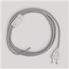 creative cables Creative-Cables Cablaggio per lampada con cavo in lino da 1,8 m - (Cavo 2x0,75 mm² lino grigio RN02, spina EU e interruttore trasparenti) - Conforme a standard di sicurezza