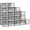 WOLTU Set di 18 Scatole per Scarpe Trasparenti, Porta Scarpe Impilabile, Scarpiera con Coperchio Magnetico, in Plastica per Guardaroba, Trasparente e Nero, 35x25x19cm