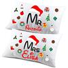 Colorfamily Coppia di federe PERSONALIZZABILI matrimoniali natalizie divertenti Mr & Mrs Natale Personalizza con nome
