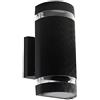 A2ZWORLD Applique Lampada da Muro Esterno, Doppio Fascio Luminoso Up - Down, Con 2 Portalampada E27 (Lampada Eslucsa), IP44 Adatto per Interno e Esterno (Rotondo)
