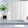 LiKeKa - Tenda per doccia bianca extra larga 240x250 cm, extra lunga per vasca da bagno, tenda da bagno anti-muffa e idrorepellente in tessuto 100% poliestere, lavabile con anelli