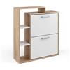Vicco Scarpiera da ingresso Orlando, Bianco/Sonoma, 24.5 x 90 cm, con due ripiani ribaltabili per riporre le scarpe in modo salvaspazio
