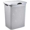 Acan Tradineur - Cesto portabiancheria con coperchio e manici, pongotodo in plastica, effetto vimini, prodotto in Spagna, 38 litri, 49 x 38,5 x 29,5 cm