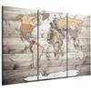 B&D XXL - Quadro 120x80 cm 3 Pezzi - Stampa su Tela Strutturata XXL Grande - Quadri Moderni Componibili Camera da Letto Matrimoniale - Stampe da Parete Arte - - Kontinent Legno k-C-0035-b-g