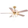 XCC Ventilatore a soffitto Lampada da Pranzo Moderna Sala da Pranzo Soggiorno Ventilatore Leggero Semplice Foglia di Legno retrò GUIDATO con lampadario Home Fan lampadario