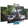 Cuadros B&D XXL - Quadro Buddha 5 Pezzi - Stampa su Tela Canvas con Struttura - Quadri Componibili Moderni Soggiorno Grandi - Murale Arte Decorazioni da Parete Decori - c-A-0021-b-n