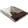 STTS International Coperta in lana vergine al 100% in diversi colori, 140 x 200 cm, plaid Tirol (marrone-bianco crema (double face), 140 x 200 cm)