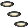 HOFTRONIC Nola - 3 faretti LED dimmerabili da incasso, colore nero, 5 W, 2700 K, IP65, per interni ed esterni