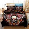 NICHIYO Harley Davidson Motorcycle, set copripiumino e federa, in microfibra, con stampa digitale 3D, set da 3 pezzi (20, letto matrimoniale 240 x 220 cm+80 x 80 cm)