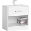 IlGruppone Comodino Moderno Cassetto con Maniglia E Scomparto Aperto Camera da Letto Portalibri Oggetti Mensola Libreria - Bianco
