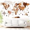 WOW WOOD® Mappa del Mondo in Legno 3D in Italiano - Decorazioni murali di Alta qualità | Montaggio a Parete Senza Attrezzi | Idea Regalo per Ogni ricorrenza (85.00 x 160.00 CMS, Colore del Legno)