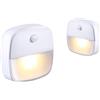 Rocky Green Luce notturna a LED con sensore di movimento, alimentata a batteria, 60 giorni, illuminazione automatica, sottile, 74 mm, per cucina, stanza dei bambini, scale (luce bianca/calda) (luce
