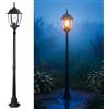 Planetitaly Lampione da Giardino Modello New York 1 Attacco E27 Luce per Esterni, Cortile, Sentiero, Villa, Palo Luminoso Impermeabile, Vintage, Colore Nero, Altezza: 180cm Alimentazione 230V