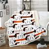 Loussiesd Coperta Sherpa Musicale con Cane per Bambini Ragazzi e Ragazze Simpatico Bassotto Salsiccia in Pile Morbido Fuzzy Coperta Cartoon Cucciolo Zampa Morbida Calda Plush Coperte e Note Melodia Puntini