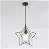 Mengjay Lampadario Nordico Creativo Lampadario In Ferro Battuto Dipinto Semplice Lampadario Forma pentagramma Lampadario Utilizzato Nel Ristorante,E27 (Color : Nero)