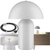 tectake® Piccola Lampada da Tavolo Retro, Abat-Jour Design a Fungo anni '70, Batteria Ricaricabile USB-C, Lampda Portatile con funzione Touch, Illuminazione Dimmerabile, Acciaio Robusto, 40W - Bianco