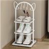 DOUZIO Scarpiera Stretta Alta Autoportante Sottile In Metallo A Forma Di Orecchio Di Gatto Organizer Per Scarpe Verticale Per Corridoio All'aperto (Size: 3 layers, Color: Bianco)