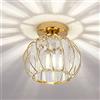 Mengjay Plafoniera Moderna in Cristallo,Mini Plafoniera Moderna da Incasso Rotonda,E27 Lampada da Soffitto in Cristallo per Cucina Sala da Pranzo Ingresso Corridoio Camera da Letto,D'oro