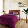 TESSILBOSIO Parure Copripiumino Piazza e Mezza 200x200 cm, Made in Italy - Patella e 2 Federe 50x80 cm - Double Face Tinta Unita - Sacco con Fissaggio Sotto Materasso (Piazza e Mezzo, fucsia/lilla)