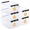 SmartStore Contenitori in plastica trasparente da 32 l, 5 pezzi, rinforzati, 10 anni, sicuri per alimenti, chiusi a clip, impilabili e annidabili, senza BPA, 50 x 39 x 26 cm
