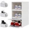 WINZING Scatola trasparente per scarpe con cassetto, set di 3 contenitori impilabili in plastica, organizer trasparente per armadio o armadio (polipropilene di alta qualità, salvaspazio)