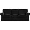 MASTERS OF COVERS - Copridivano compatibile con divano IKEA Ektorp a 3 posti, rivestimento di ricambio, realizzato a mano, 218 x 88 x 88 cm (Vellutato, Nero)