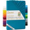 Lavea® Lenzuolo con Angoli Matrimoniale 180x200 cm - Jersey 100% Cotone - Per Materassi Topper fino a 10 cm - Con Elastico Tutto Intorno - Certificato OEKO-TEX - Acquamarina