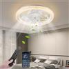 Viugreum 47CM Ventilatore da soffitto bianco con luce e telecomando|ventilatore da soffitto LED dimmerabile 3000K/4500K/6500K|modalità reversibile,6 velocità del vento regolabil|timer 2H Con paralume bianco