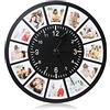 Glimmerday Orologio da Parete in Legno - Personalizzabile con 12 Foto - Silenzioso, Senza Ticchettio - 25 cm Ø - Design per Soggiorno, Camera da Letto e Cucina - Regalo per Mamma, Papà, Amici e Famiglia