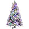 COSTWAY Albero di Natale Innevato 136/180/210 cm, Albero di Natale con 160/240/320 Luci LED, 472/850/1270 Rami di PE e PVC, 26/34/40 Pigne, Aghi di Pino e 8 Modalità di Illuminazione (180 CM)