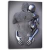 Printerland Quadro Moderno Soggiorno Verticale Abbraccio Coppia Astratto silver Quadri moderni Parete Salone grande Stampa su tela Canvas Decorazione Murale muro Arredo Camera letto Cucina (30x40 cm, 1)