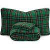 Morbidissimi Set Lenzuola Completo Letto in Pile Coral Tartan con stampa Scozzese, Termico, Morbido, Caldo per Letto Matrimoniale Verde