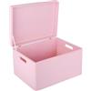 Creative Deco XXL Rosa Grande Scatola in Legno Porta Oggetti | 40 x 30 x 24 cm | Coperchio e Maniglie | Contenitore Giochi Bambini Cassetta Baule Portagiochi | Per Decoupage e Decorare, Regalo