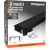 Eurocali Profilo in Alluminio Nero da 2 metri (2mt) per Strisce LED Copertura Nera larghezza max striscia led 21.5mm - 23.5 x 10