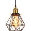 iDEGU Lampada a Sospensione Industriale, 16CM Lampadario Vintage in Metallo E27, Design Gabbia Retrò Bronzo per Camera da Letto, Cucina, Soggiorno