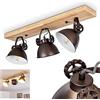 hofstein Lampada a soffitto Svanfolk, lampada a soffitto in metallo/legno in nero/marrone/natura, 3 luci, con faretti orientabili, 3 x attacco E14, design retro/vinatge, senza lampadina/e
