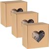 sarcia.eu Scatola Quadrata con Finestra a Forma di Cuore, Confezione Regalo 20x20x10 cm x3