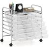 COSTWAY Carrello di Stoccaggio con 20 Cassetti, Carrello portaoggetti con 4 Ruote, Carrello Multiuso per Scuola Ufficio Cucina, 64 x 39 x 88 cm (12 cassetti Trasparente)