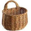 Generic Cestino Portaoggetti Intrecciato a Sospensione, Cestino a Parete Intrecciato in Imitazione di Vite, Cestino per Aglio, Fioriera a Parete con Manico (L)