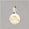 PZAOJAU Luna Lampada a sospensione 3D stampata pianeta astronauta lampada da soffitto moderna lampada a sospensione a LED per camera dei bambini Sfera bianca latte lampadario vivaio per camera da