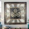 ImprovingLife The Gears Clock - Orologio da parete quadrato, 61 cm, con ingranaggi reali, vintage, industriale, oversize, rustico, stile rustico (nero vintage)