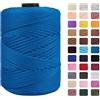 CAMAL Cordino per Borse Uncinetto Macramè Filo 3mm Filo Poliestere 170m Corda Macrame Filato per Borse Uncinetto Spago Colorato Corde Colorate per Artigianato, Lavoro a Maglia (Blu Lago)