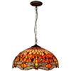 ZTJ-Lighting Lampadari A Forma Di Libellula, Lampada A Sospensione in Stile Tiffany Con Vetro Colorato Da 16 Pollici, Plafoniera Vintage Regolabile in Altezza Per Soggiorno, Camera Da Letto, Cucina (Rossa)